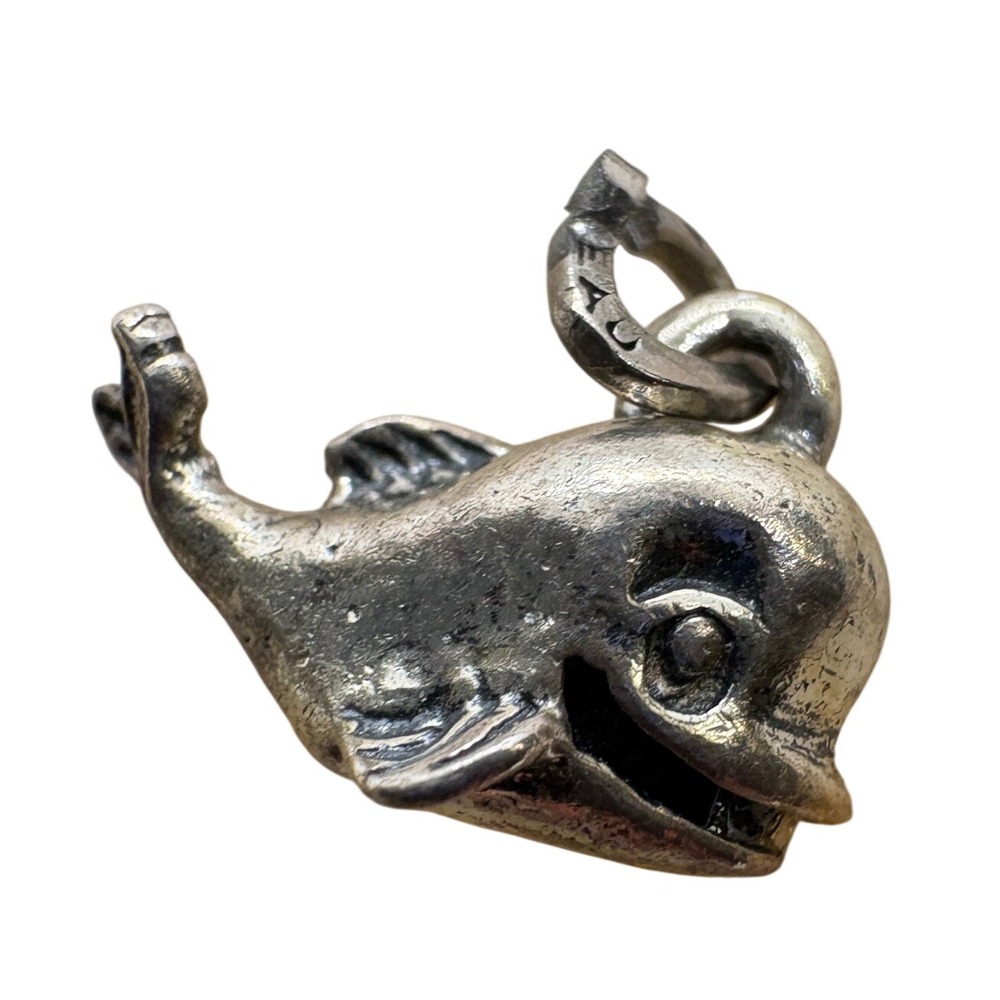 Vintage Beau Sterling Silver Whale Charm Nautical Fish Pendant 29.6g